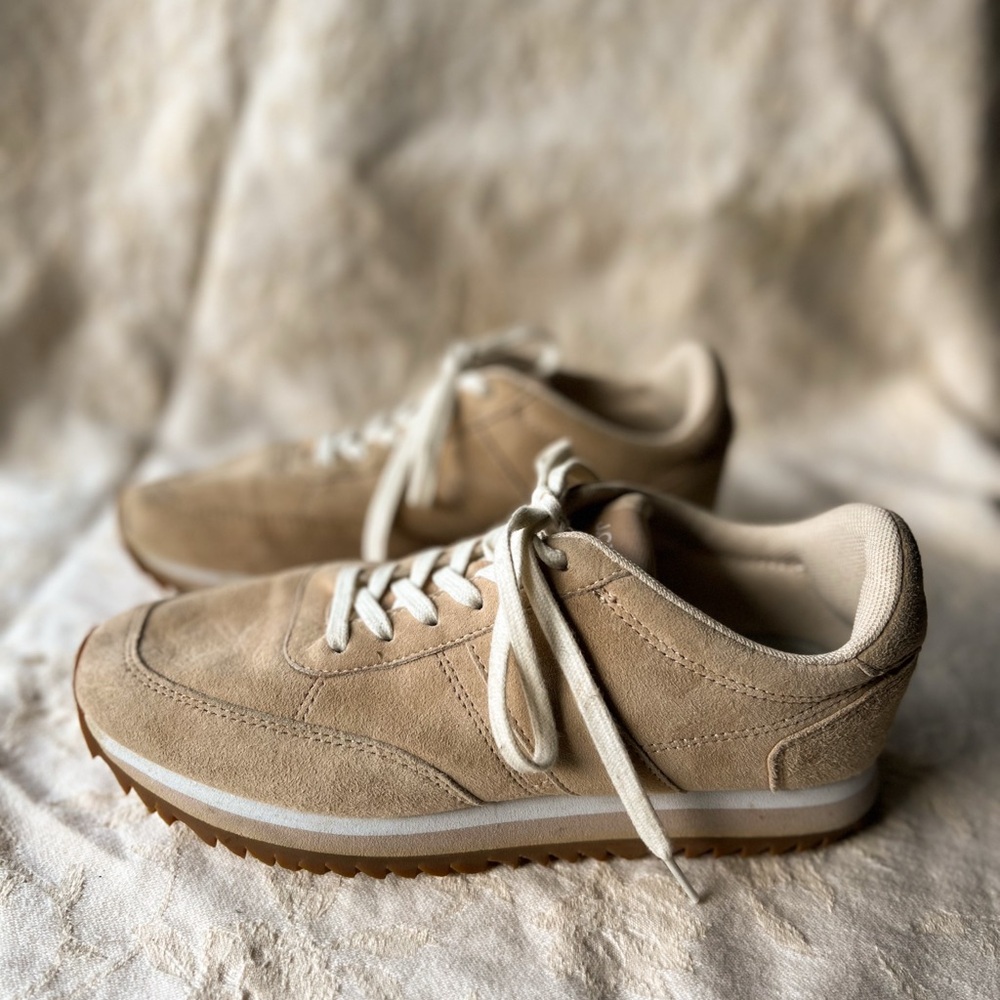 J. Crew Suede Peach Trainer Sneakers Size 8